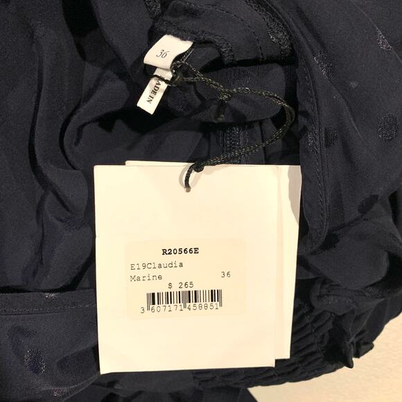 Sandro Claudia Shirred Polka Dot Mini Dress Marine (Please Read) - Picture 13 of 16